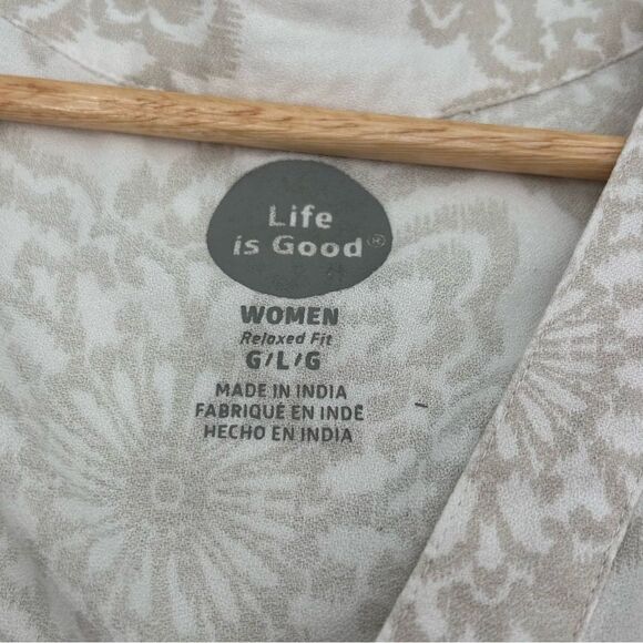 Life is Good white beige neutral print tunic size large - Picture 5 of 6